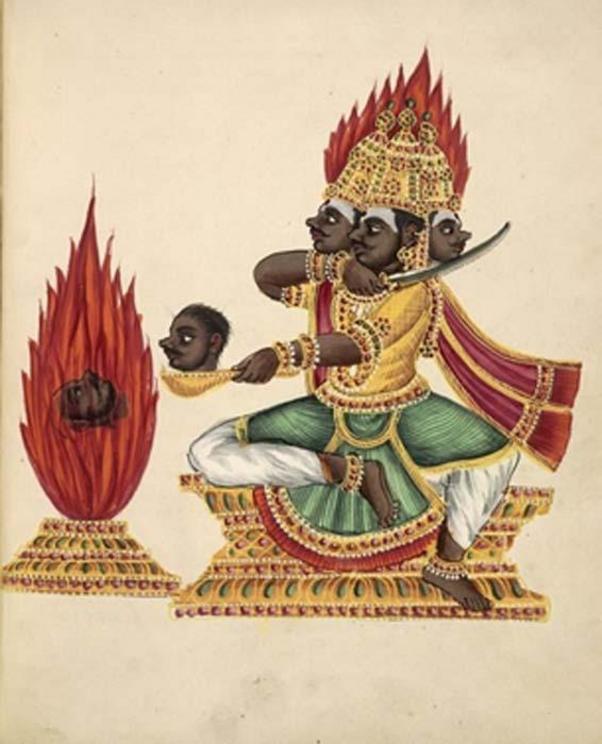 The three-headed Rakshasa Trishiras (1830)