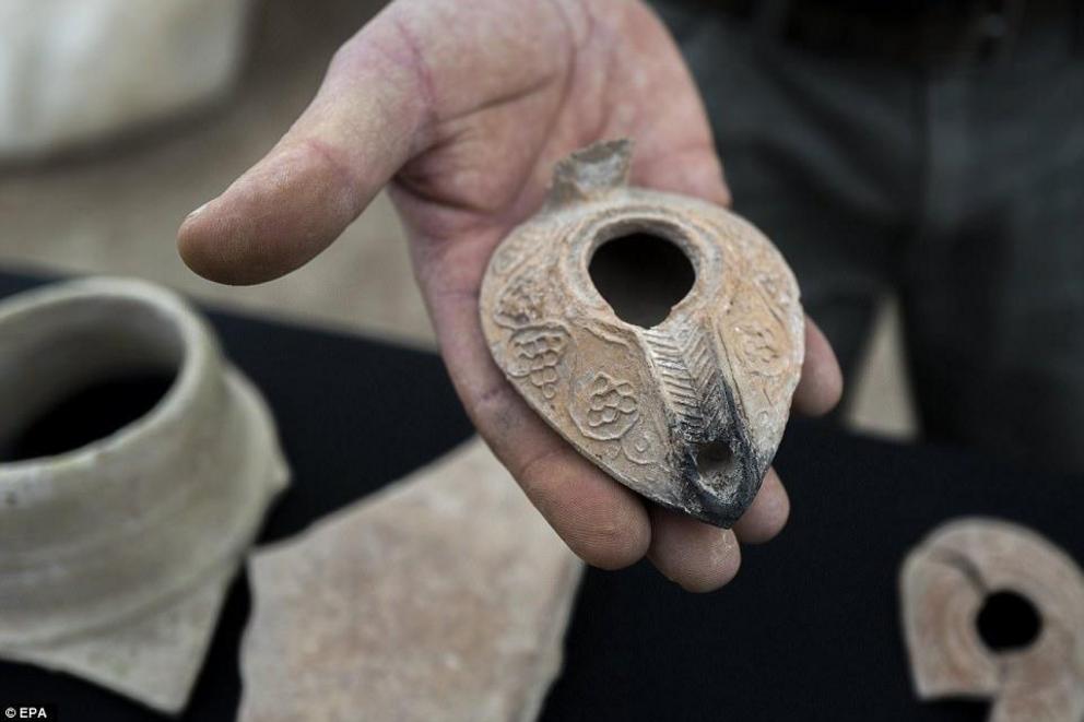 Pictured is an oil lamp unearthed during excavations in 2017