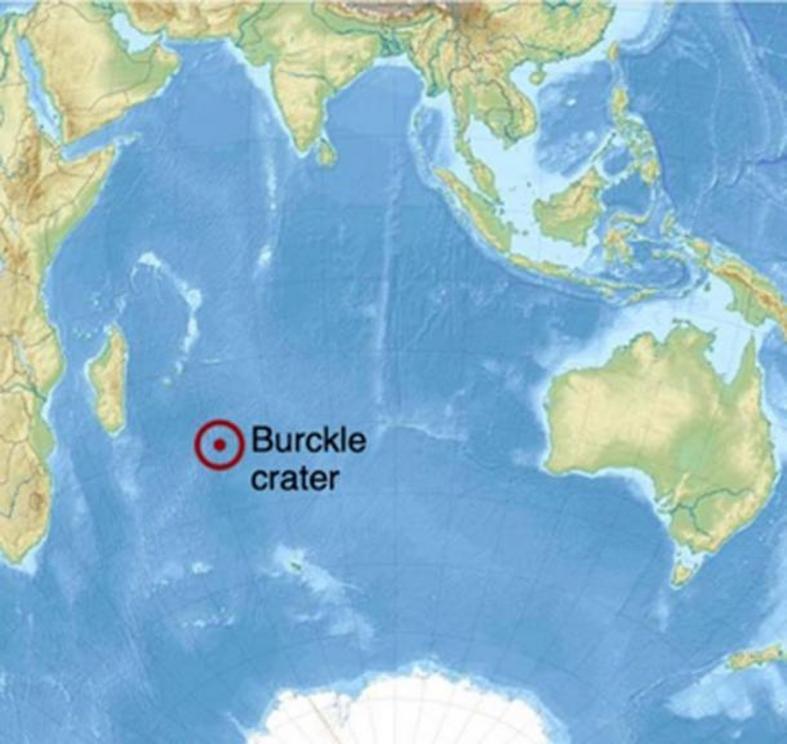 Location of Burckle Crater in the Indian Ocean.