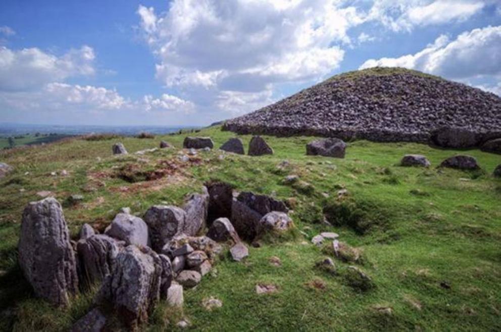 Loughcrew Passage Tomb cairn T with another satellite tomb. This is likely cairn S. The megalithic tombs at Loughcrew in County Meath are situated atop Slieve na Calliagh (meaning 