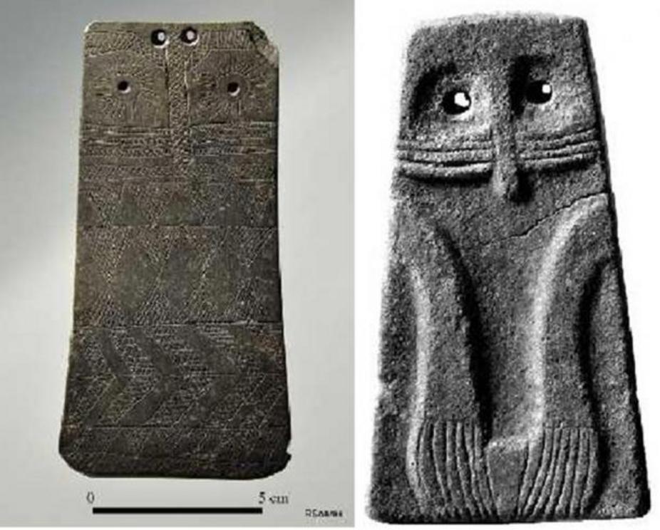 Some of the megalithic tombs were decorated with paintings and plaques.  These two anthropomorphic stone plaques are now in Portuguese museums.