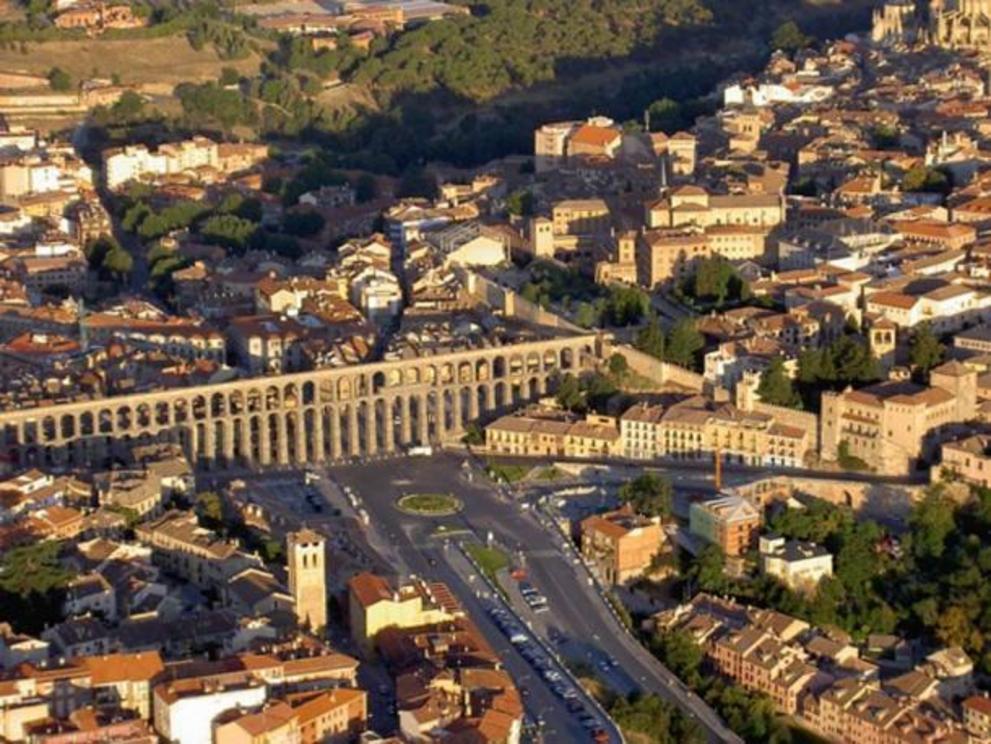 Aqueduct of Segovia as seen from the air.