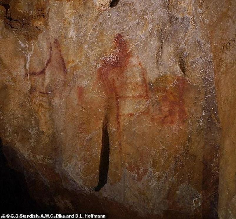 Cave art in La Pasiega (pictured) dates to older than 64,000 years and was made by Neanderthals