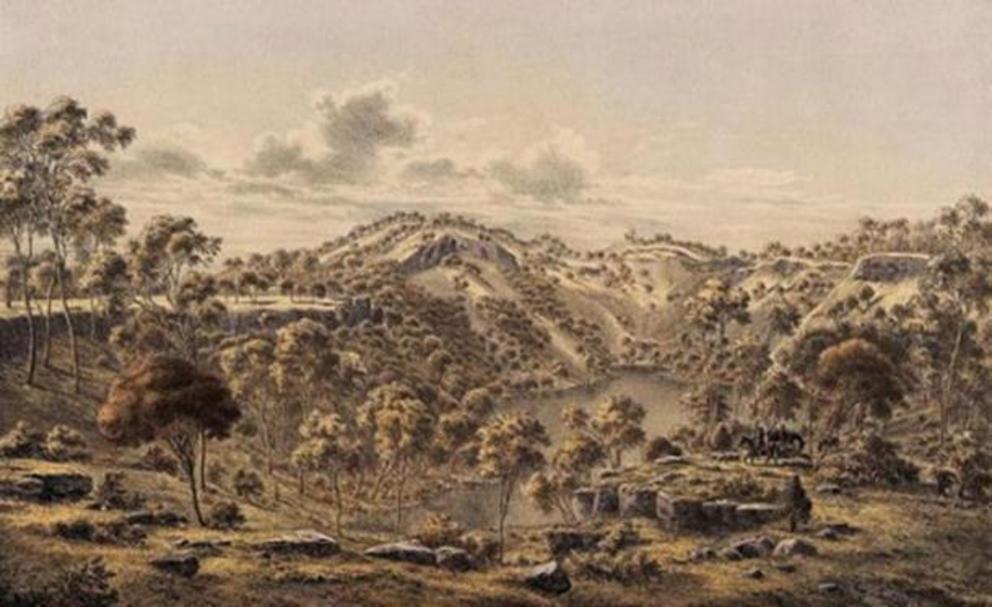 Crater of Mount Eccles (Budj Bim, Victoria) in the 1860s.
