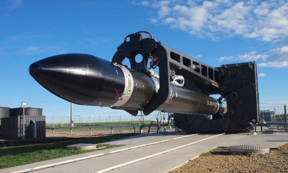 A rocket prepares for launch at Rocketlab’s Mahia peninsula Launch Complex 1 on the North Island of New Zealand