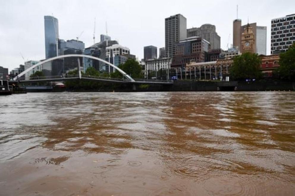 The Yarra River filled with dust in Melbourne.