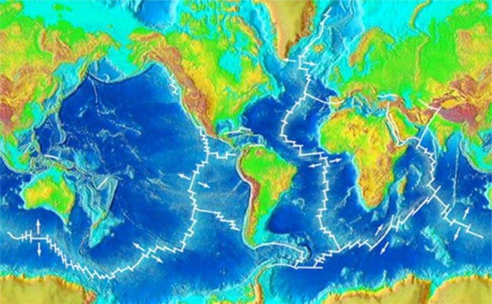 The nearly continuous, global mid-ocean ridge system snakes across the Earth’s surface like the seams on a baseball.