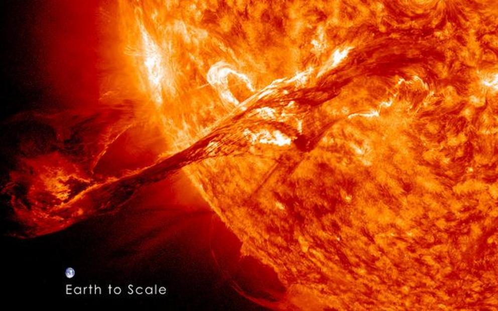 On August 31, 2012 a long filament of solar material that had been hovering in the sun’s atmosphere, the corona, erupted out into space at 4:36 p.m. EDT. The coronal mass ejection, or CME, traveled at over 900 miles per second. The CME did not travel dire