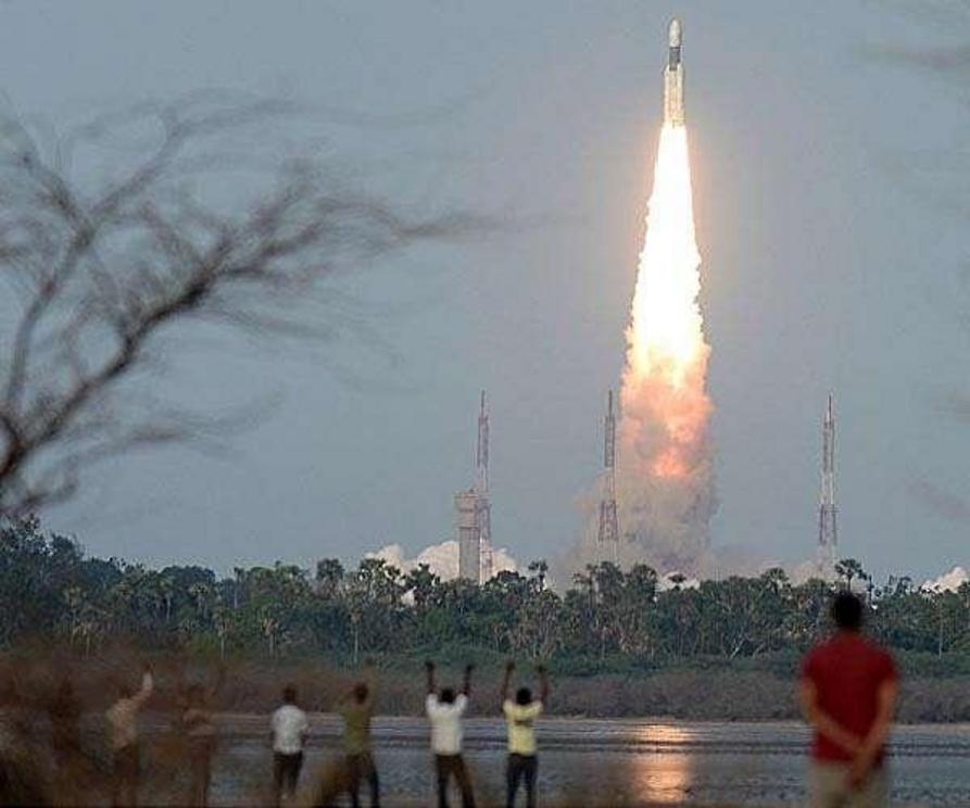 Stock image of a GSLV launch.