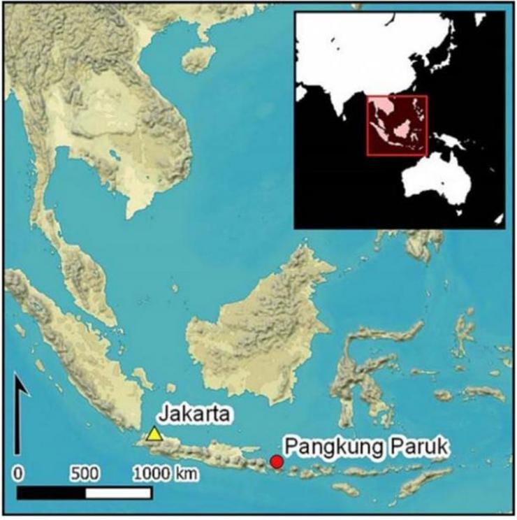 Map showing the proximity of the Pangkung Paruk excavation site in Indonesia, where the Bali gold was found.