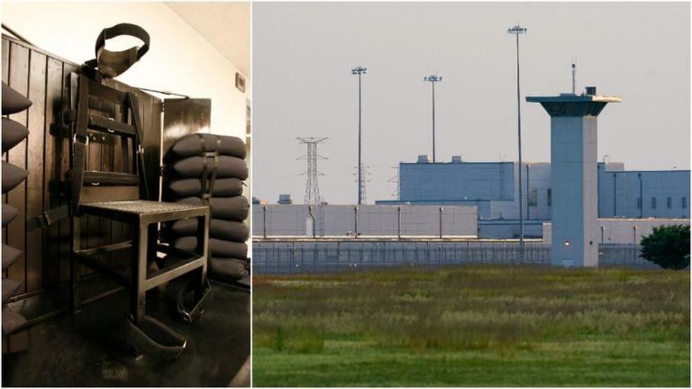 FILE PHOTOS: (L) The execution chamber at the Utah State Prison is seen after an inmate was executed by a firing squad. (R) The Federal Corrections Complex in Terre Haute, Indiana. ©  Reuters / Trent Nelson / Salt Lake Tribune;  Reuters / Bryan Woolston