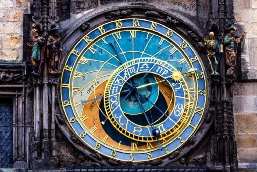 Detail of the Prague astronomical clock’s dials.