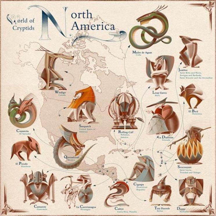 World of Cryptids: North America Map.