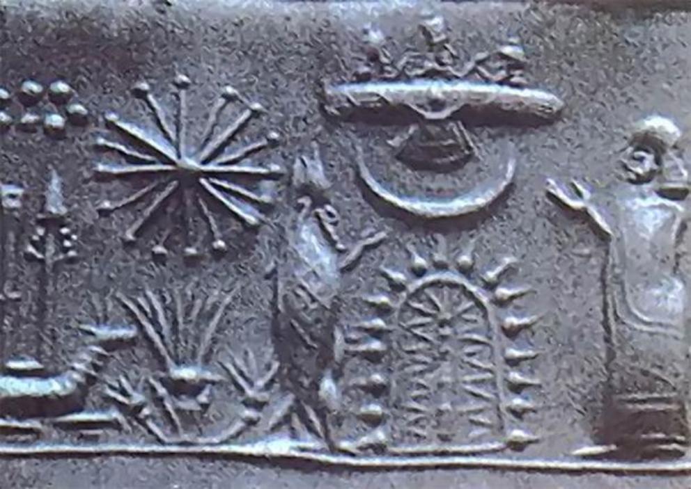 Supporters of ancient astronaut theories suggest extraterrestrial explorers came to Earth long ago and they cit e artifacts such as this ancient Mesopotamian cylinder seal depicting what is interpreted as a flying craft.