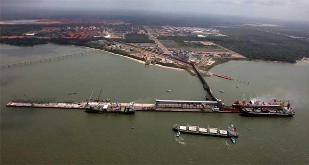 The existing Barcarena port of Vila do Conde. Residents worry that increased rail and river commodities traffic will increase the risk of industrial accidents.