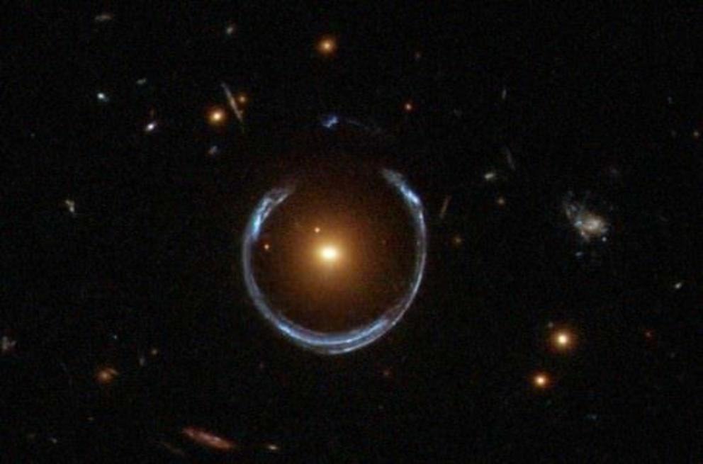 Another Einstein Ring. This one is named LRG 3-757. This one was discovered by the Sloan Digital Sky Survey, but this image was captured by Hubble’s Wide Field Camera 3.