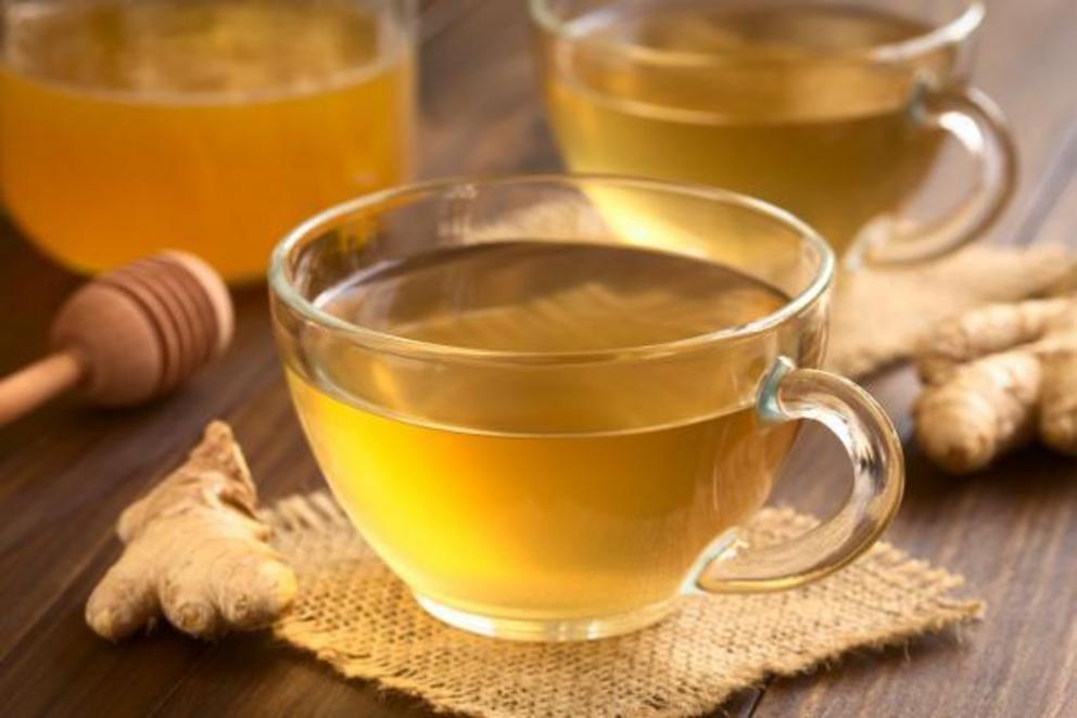 Ginger, lemon and honey tea is recommended in Ayurvedic medicine to sooth sore throats and suppress dry coughs.