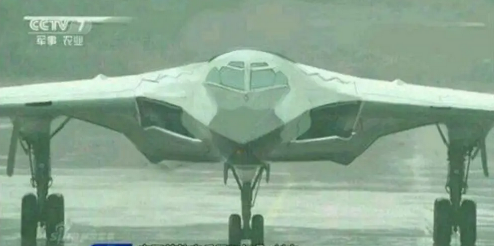 A possible prototype image of China's H-20 bomber.  CCTV screengrab