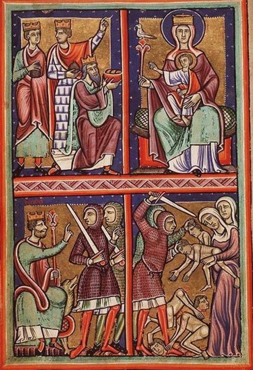 The massacre of the Innocents: Herod orders his men to go to Bethlehem.