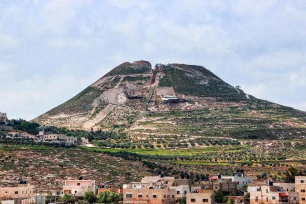 Ruins of Herodium (Herodion) Fortress of Herod the Great, Judaean Desert near to Jerusalem, Israel.