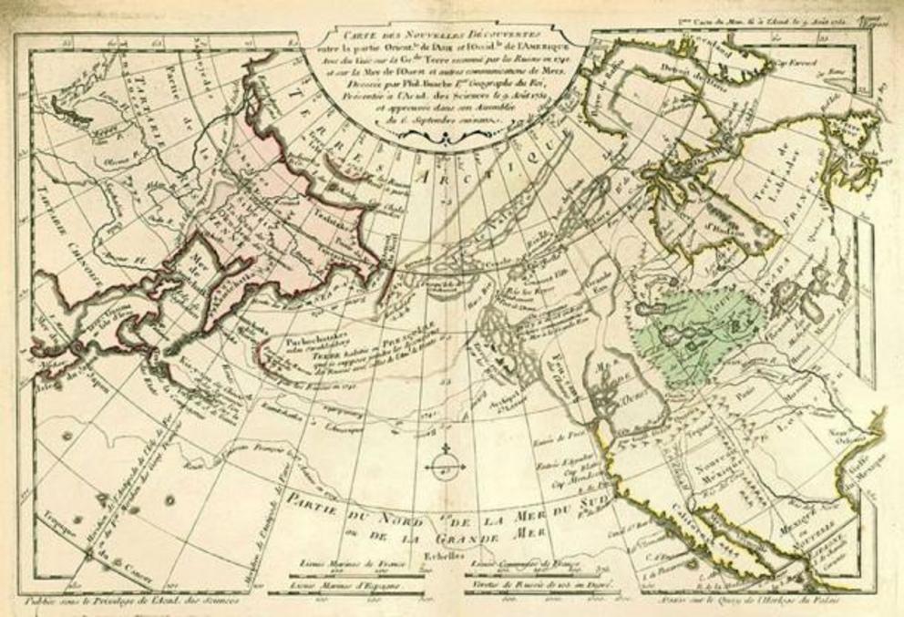 1753 world map by the French cartographer Philippe Buach