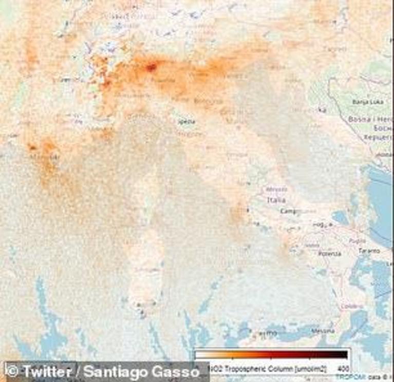 Dramatic satellite footage shows 'notable drop' in air pollution over ...