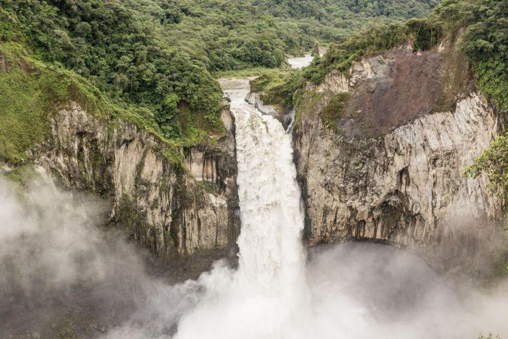 The San Rafael waterfall before its transformation in February 2020.