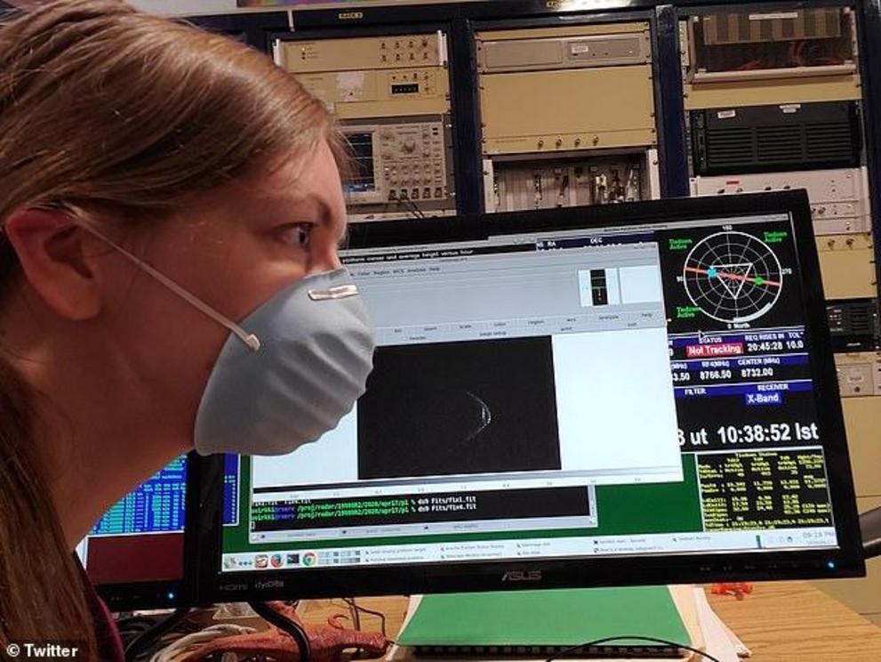 The team is currently wearing masks in the facility to limit the spread of the coronavirus and have likened the appearance of the object to themselves., 'This week we have been observing near-Earth asteroid 1998 OR2, which looks like it's wearing a mask,'