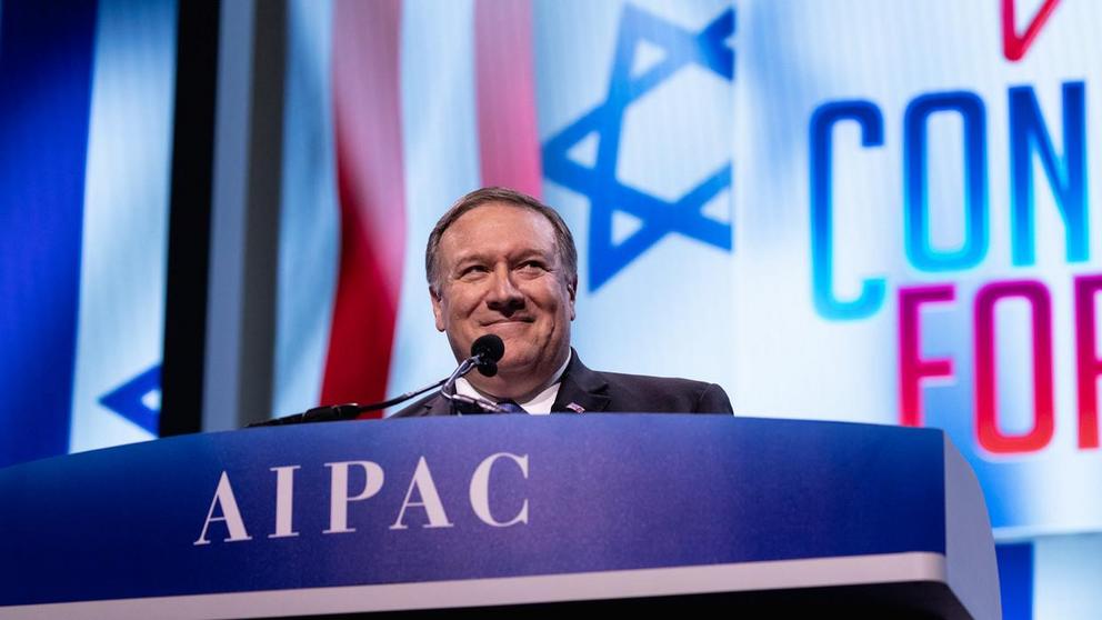 FILE PHOTO: US Secretary of State Mike Pompeo delivers remarks at the AIPAC Policy Conference in March 2019. ©  Global Look Press / ZUMAPRESS.com / Cheriss May
