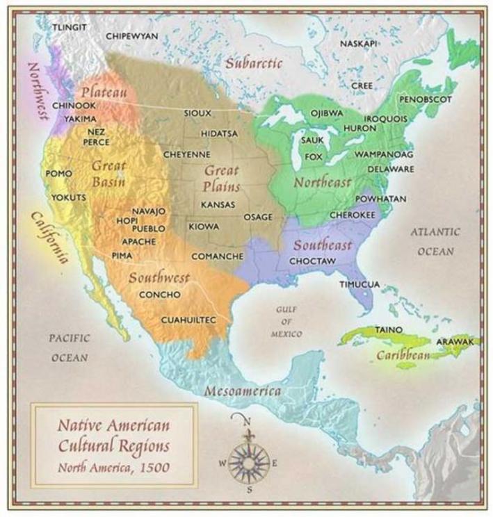 Native American indigenous cultures map by Paul Mirocha .