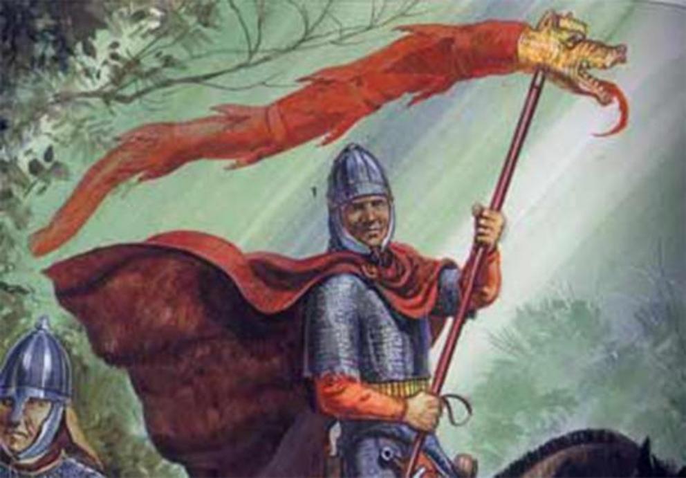 A Sarmatian in Roman service carrying the dragon standard