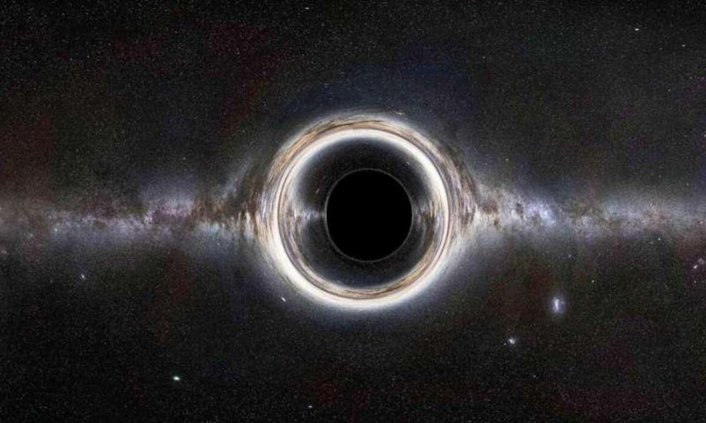 Simulated image of a rotating Black Hole. Original source material (background image)