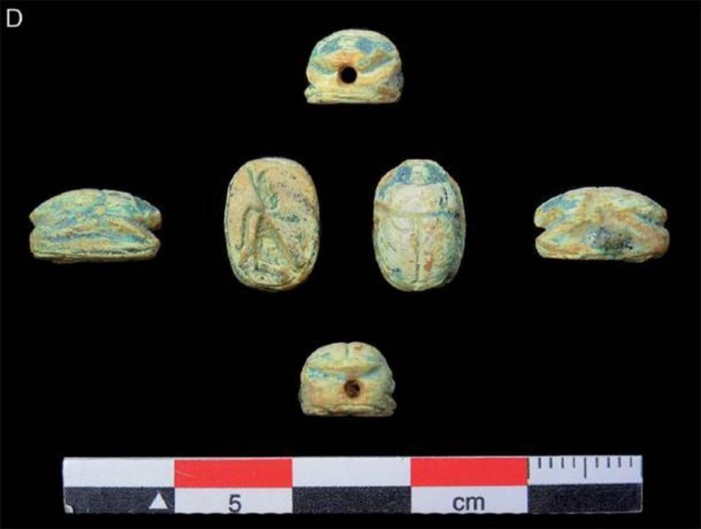 Ancient Egyptian artifacts, scarabs, discovered at ritual platform discovered in Dûmat al-Jandal in northern Saudi Arabia.