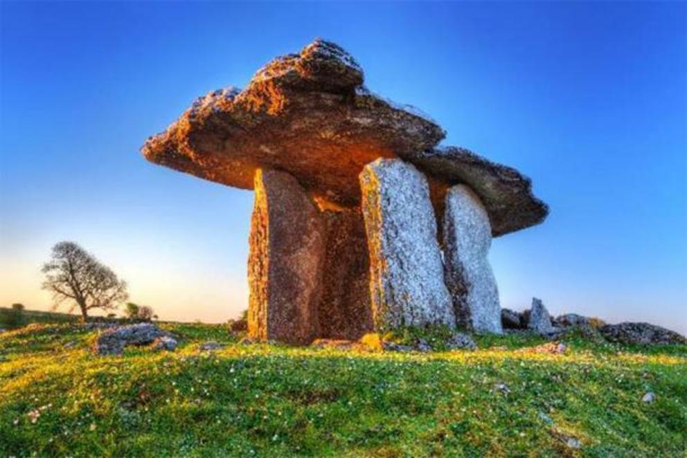 Poulnabrone portal tomb, a dolmen in the Burren, Co Clare, Ireland.