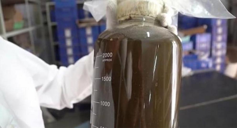 The brown liquid will be tested by colleagues in Beijing.
