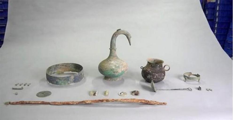 The swan pot was found with a collection of other grave items.