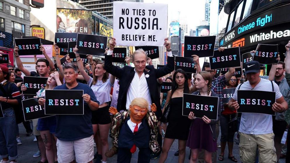 A 'Russiagate'-inspired protest against US President Donald Trump in New York City, July 26, 2017. ©  REUTERS/Carlo Allegri