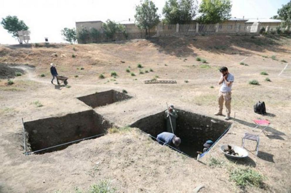 Archaeologists at work on Hegmataneh hill where the new Iranian Median Empire discoveries were made