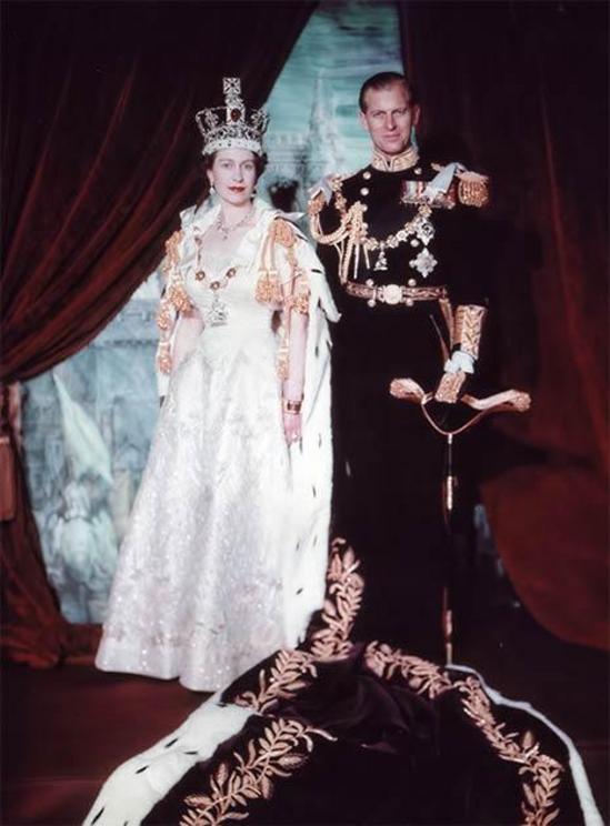 Queen Elizabeth II and Prince Philip, Duke of Edinburgh. Coronation portrait, June 1953, London, England.