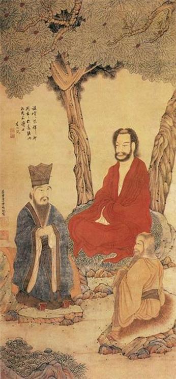 Confucius Lao-tzu and Buddhist Arhat.