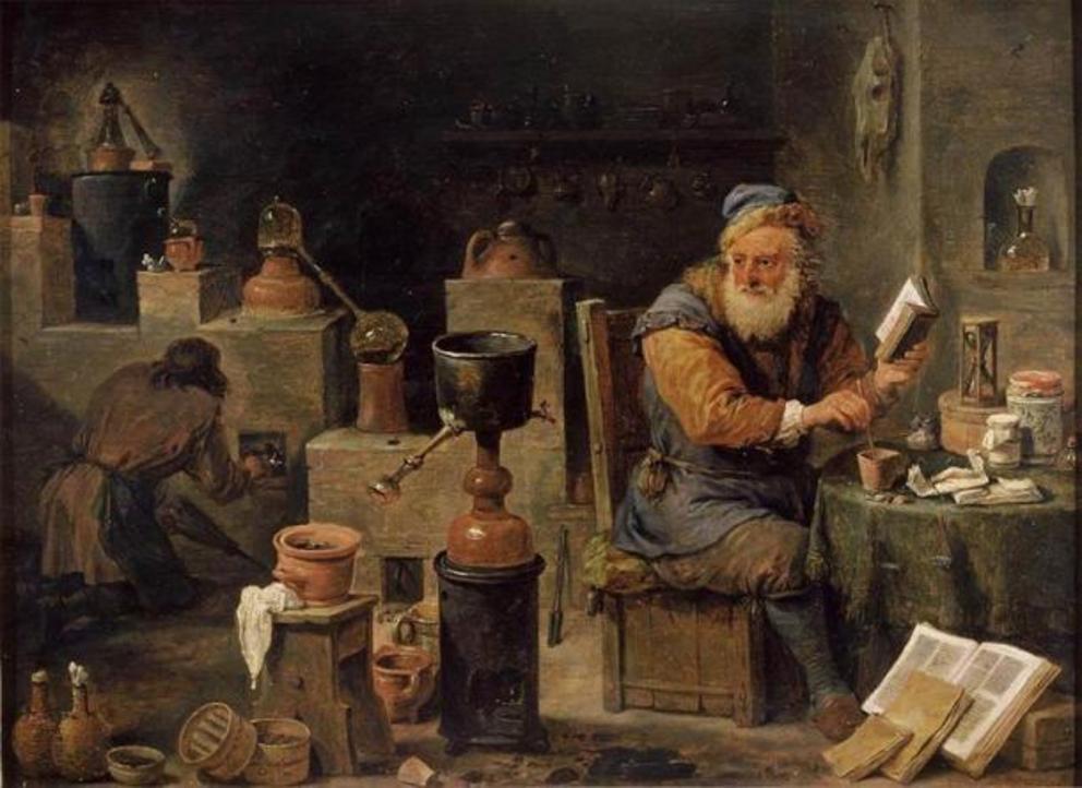 Most often when you read about mercury and lead in a medieval context it is in association with alchemists. ‘The Alchemist.’ (1640-1650) by David Teniers the Younger.