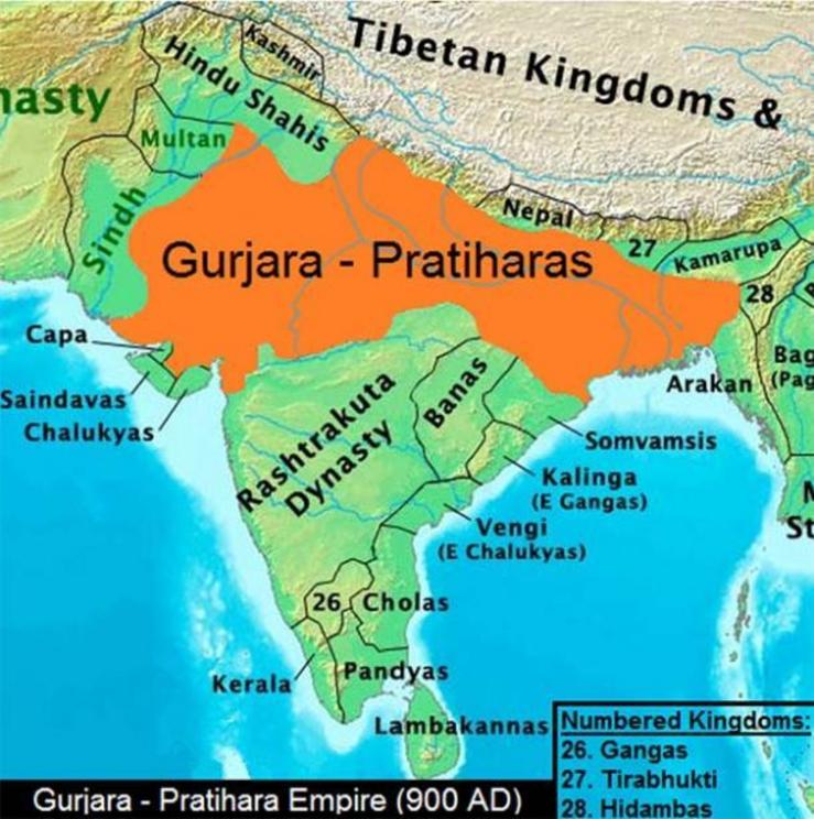 Gurjara Pratihara Empire in 900 AD.