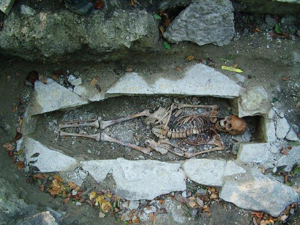A female skeleton, 'Kata', found at a Viking burial site in Sweden.