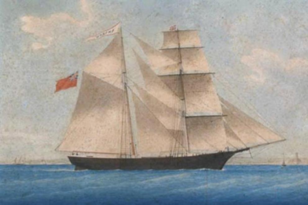 A painting of the Mary Celeste as Amazon in 1861.