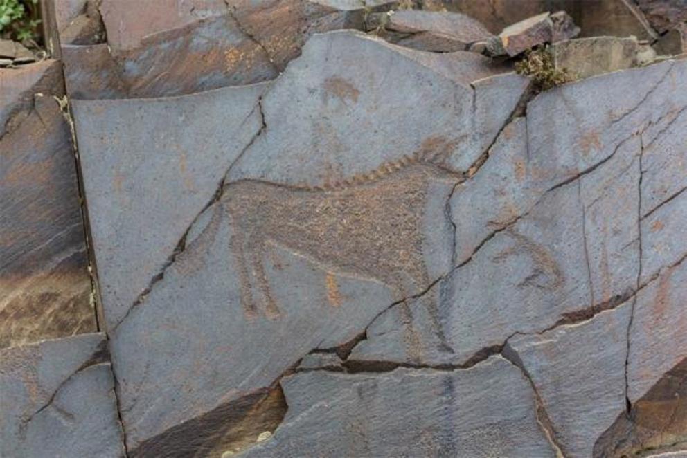 The ancients Petroglyphs in Tamgaly in Kazakhstan