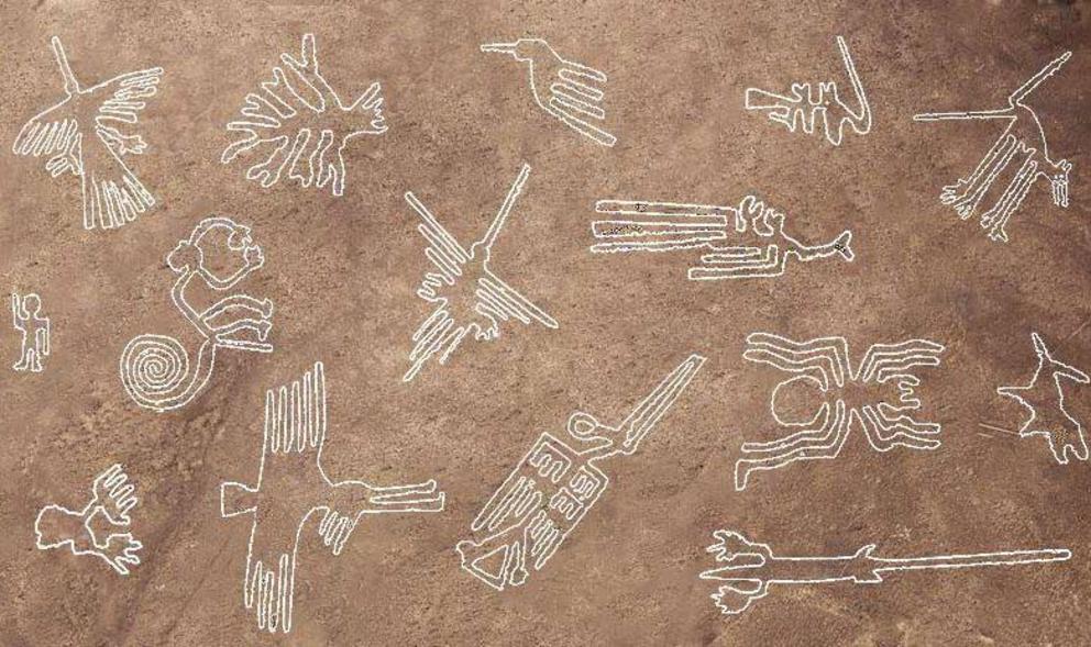 A compilation of the most famous Nazca Geoglyphs. Credit: Machu Travel Peru