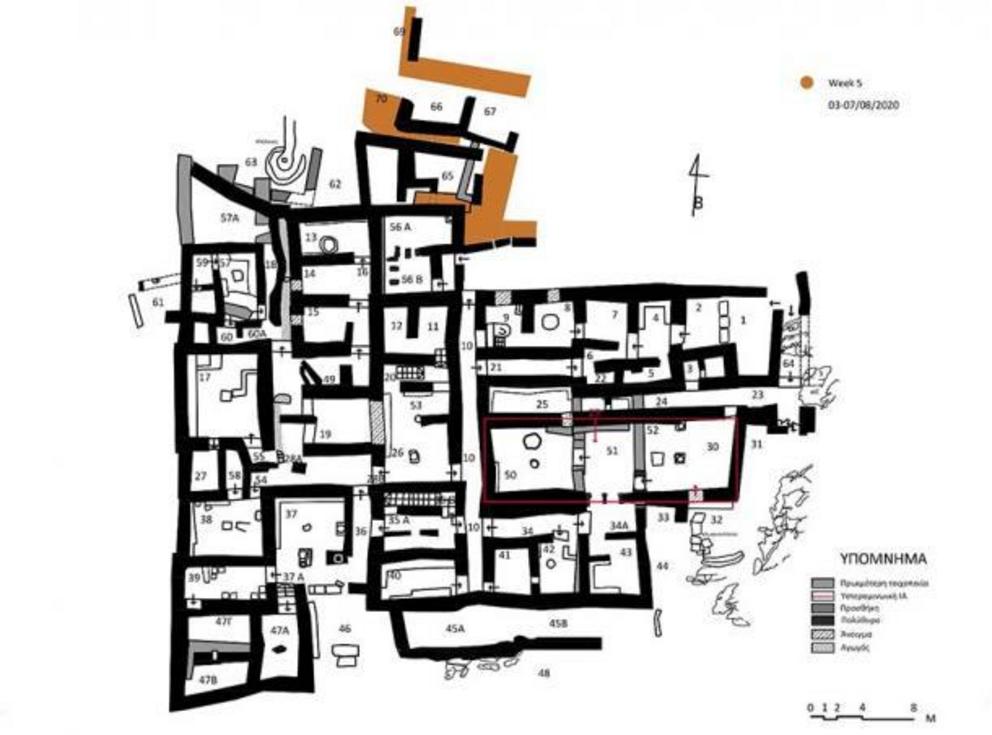 Map of the complex currently under excavation at Zominthos