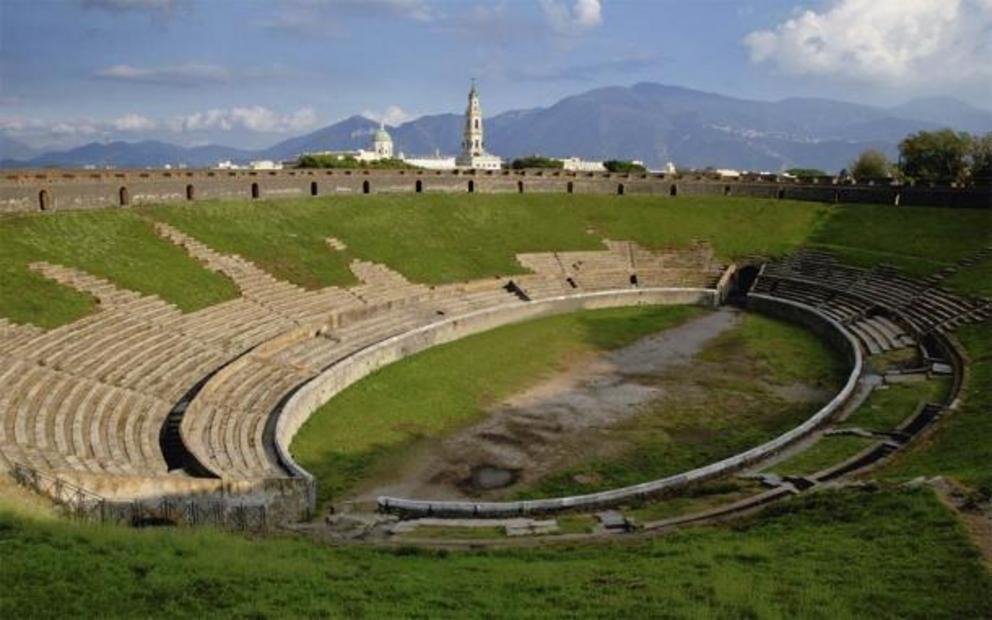 The amphitheater is the oldest and in true Pompeii style, is in a great state of preservation