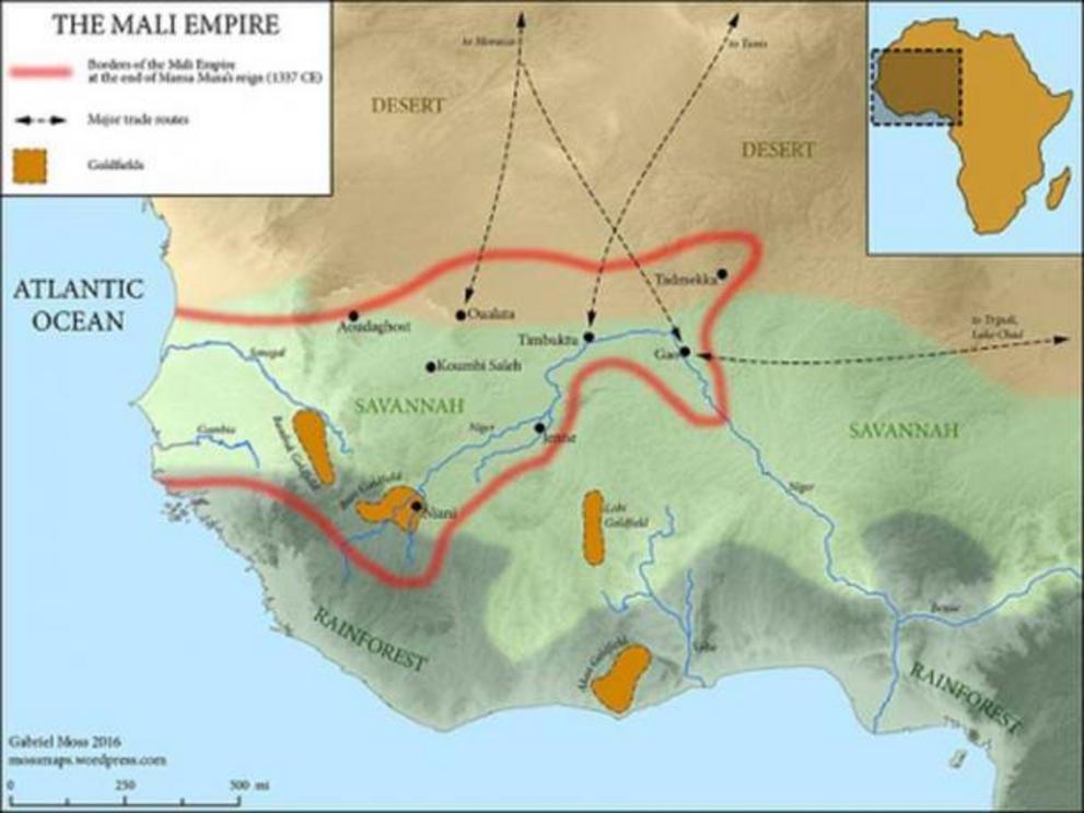 The Mali Empire at the time of Mansa Musa's death.