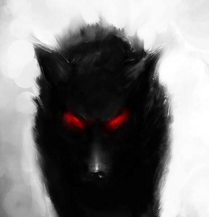 Painting of black shuck.